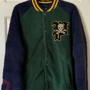 Polo Ralph Lauren Pirate "P" Skull Sherpa Fleece Snap Varsity Bomber Jacket